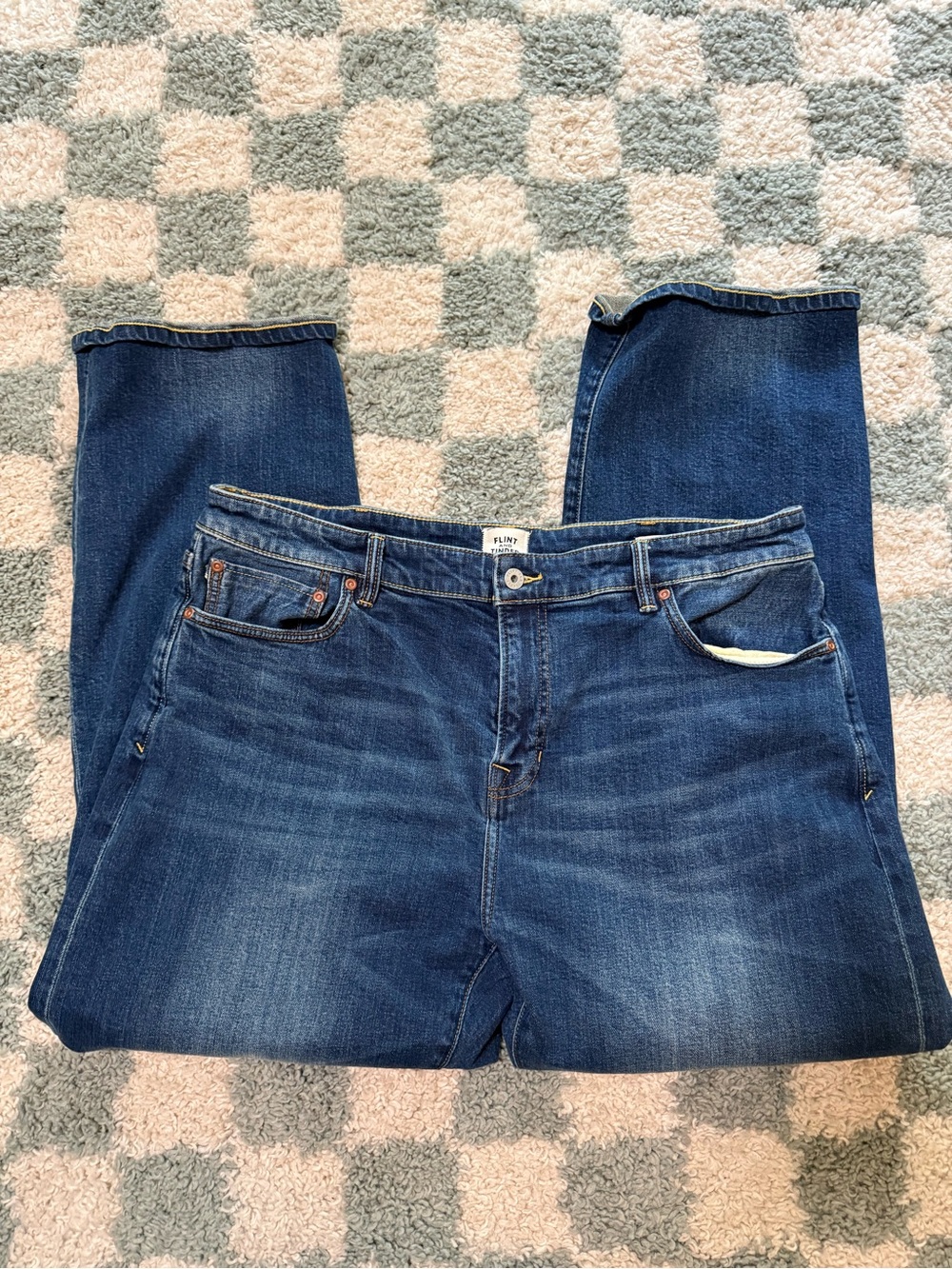 Flint and Tinder Classic Fit men’s denim blue jeans stretch comfort size 38X30